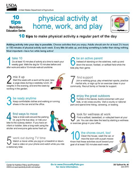 10 Tips Physical Activity At Home Work And Play Myplate