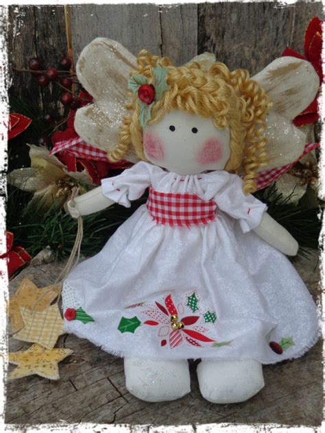 Adorable Christmas Angel Rag Doll Primitive Raggedy Folk Art Etsy