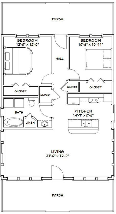 28x36 House 2 Bedroom 1 Bath 1008 Sq Ft Pdf Floor Etsy The Plan How