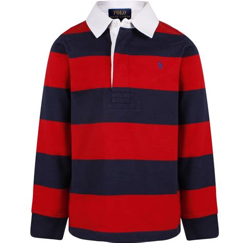 Polo Ralph Lauren Boys Long Sleeve Striped Polo Shirt In Red