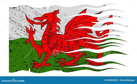 Wavy Welsh Flag Grunged Stock Illustrations 2 Wavy Welsh Flag Grunged