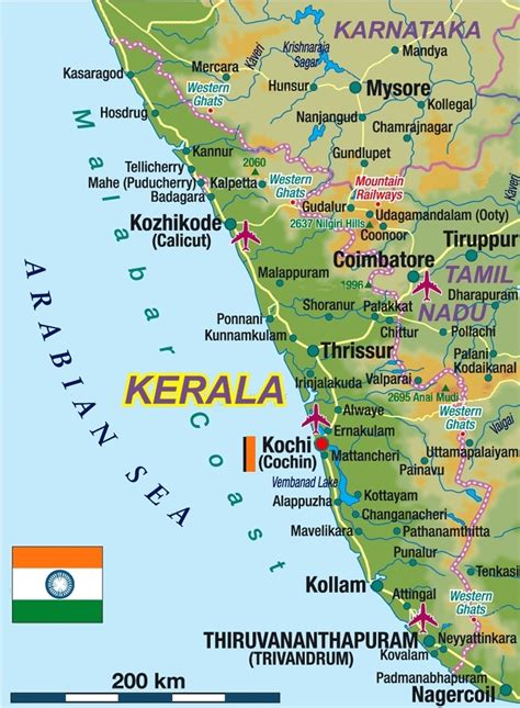 Where Is Cochin Located In India Map Map Of World