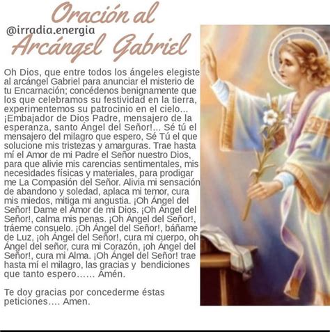 Pin De Angelica Gil B En Arcángeles Oracion Al Arcangel Gabriel