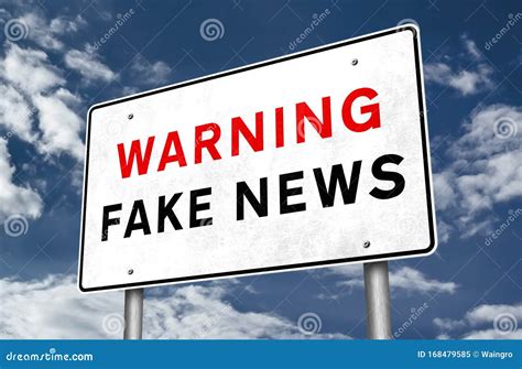 Warning Fake News Road Sign Illustration Stock Illustration