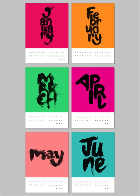 Typographic Calendar By Amy Masson Calender Design Calendar Design