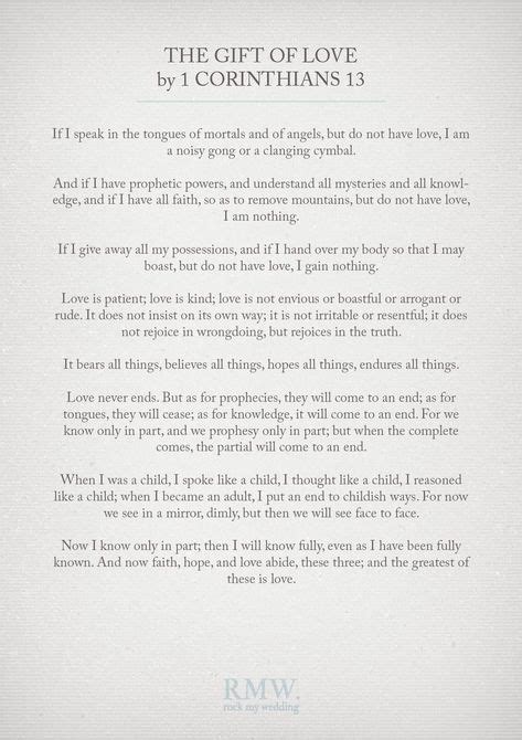 The T Of Love By 1 Corinthians 13 Wedding Readings