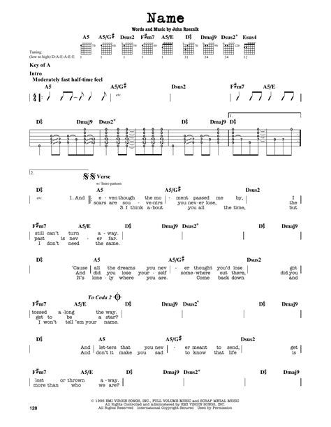 Name By Goo Goo Dolls Guitar Lead Sheet Guitar Instructor