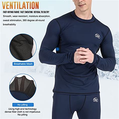 meethoo men s thermal underwear set compression base layer sports long johns fleece lined