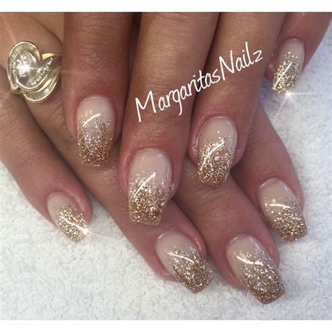 Instagram / @kiss_ot_chic 5) pretty ombré nail design with an even prettier gradient heart! Gold glitter ombre nails | Ombre nails glitter, Gold ...