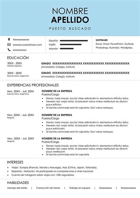 Explotar Comorama Fusible Plantilla Para Hacer Curriculum Sencillo