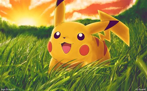 Download Cute Grass Pikachu Anime Pokémon Cute Anime Hd Wallpaper By
