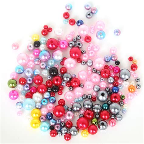 350pcs Colorful Abs Imitation Pearls Beads 4mm 10mm Round Loose Beads With Holes Diy Bracelet