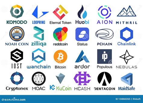 Set Of Logos Popular Cryptocurrencies Stock Vector Illustration Of