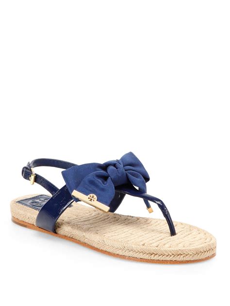 Lyst Tory Burch Penny Gorsgrain Patent Leather Espadrille Sandals In Blue