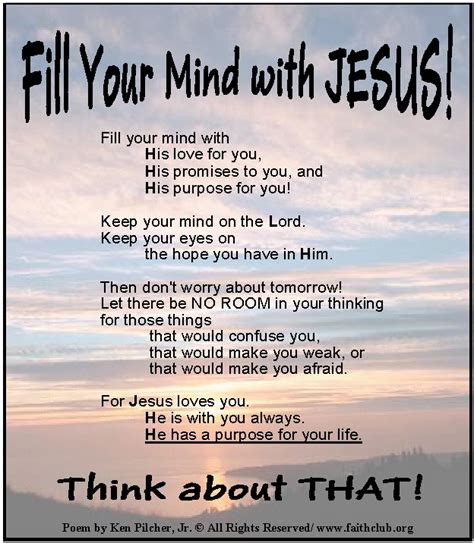 Fill Your Mind With Jesus Short Inspirational Poems Message Bible
