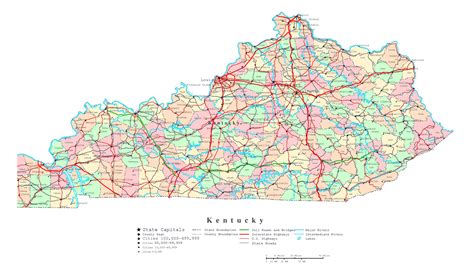 Kentucky State Map With Cities Map