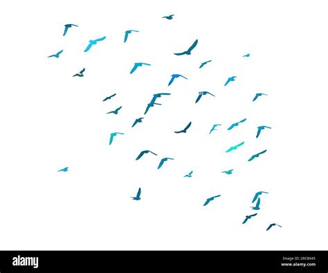 A Flock Of Blue Watercolor Flying Birds Free Birds Abstraction Vector