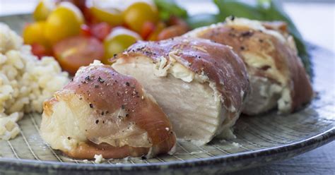Mix flour, salt and pepper. Prosciutto Wrapped Chicken Breast with Cream Cheese ...