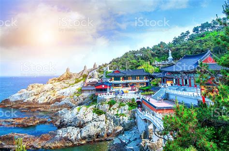 Haedong Yonggungsa Temple And Haeundae Sea In Busan South Korea Stock