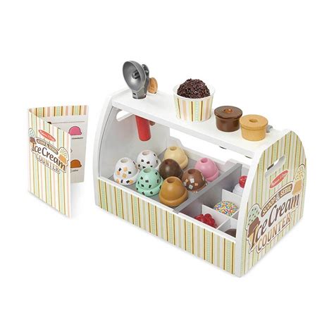 Melissa And Doug Scoop And Serve Ice Cream Counter Wooden Toy Play Set