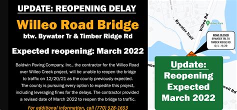 Willeo Creek Bridge Reopening Delayed Again To March 2022 East Cobb News
