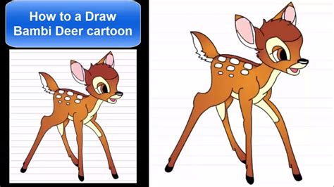 How To Draw Bambi Deer Cartoon For Kids Drawing Step By Step For