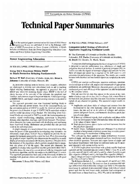 Technical Paper Summaries Ieee Journals And Magazine Ieee Xplore