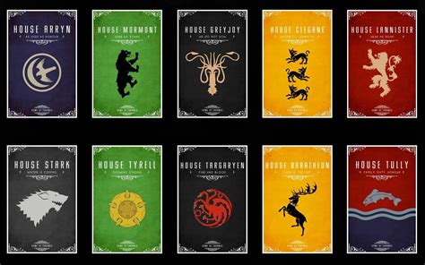 Game Of Thrones A Song Of Ice And Fire Digital Art Sigils Cards