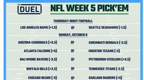 Printable NFL Weekly Pick Em Sheets For Week 5