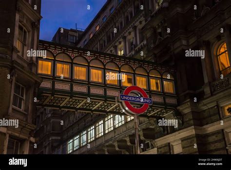 Charing Cross Underground sign and the Clermont hotel bridge crossing