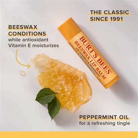 burt s bees lip balm moisturizing lip care 100 natural original beeswax with vitamin e