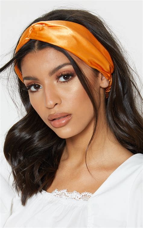 Orange Satin Headband Accessories Prettylittlething Usa