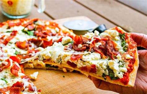 Spinach Bacon And Feta Pizza With Sun Dried Tomato Sauce The Food