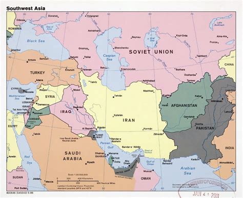 Большая подробная политическая карта Юго Западной Азии со столицами и