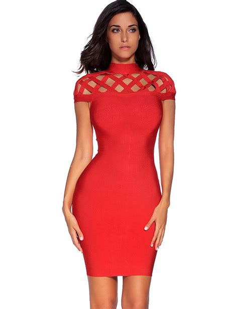 Meilun Womens Turtleneck Dress Lattice Bodycon Bandage Party Dress Additional Details At The