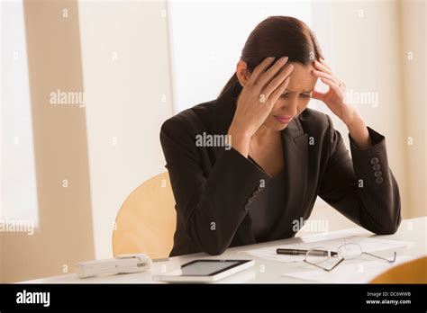 Mature Woman Overworked Stock Photo Alamy