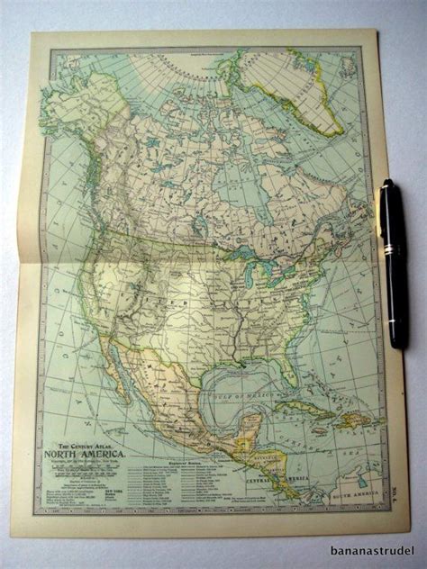 1899 Century Atlas Antique Map Of North America Etsy North America