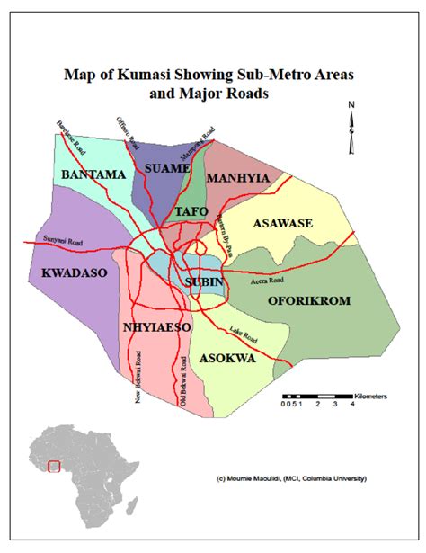 Map Of Kumasi Showing Sub Metropolitan Areas Download Scientific Diagram