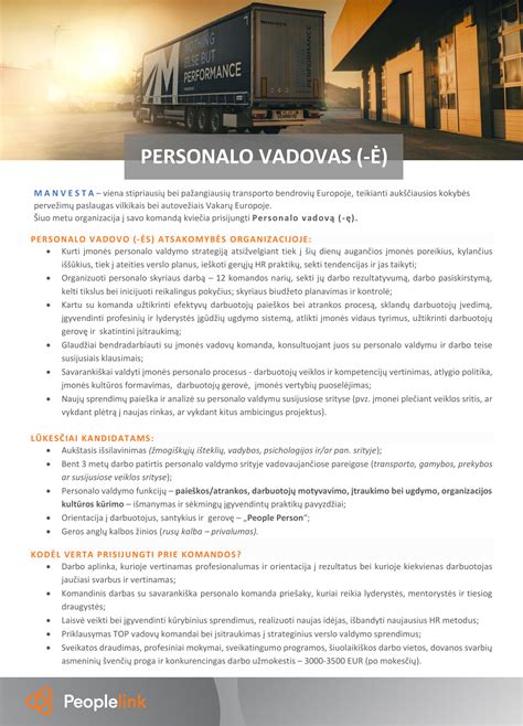 Vacancy Personalo Vadovas ė People Link Uab Cv Online