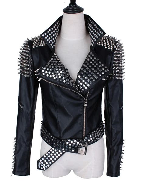 Buy Leather Jacket Women Punk Rivets Studded