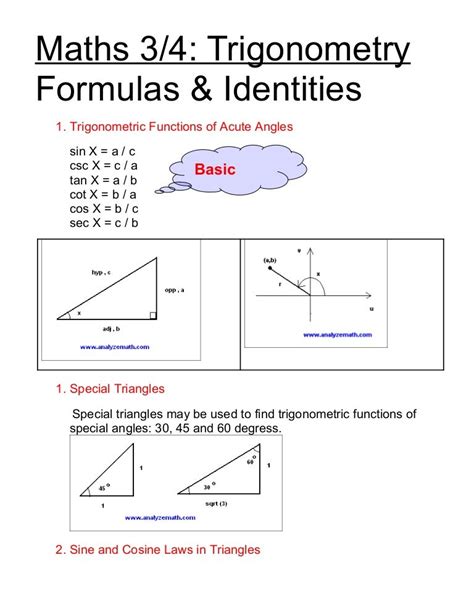 Math34 Trigonometric Formulas