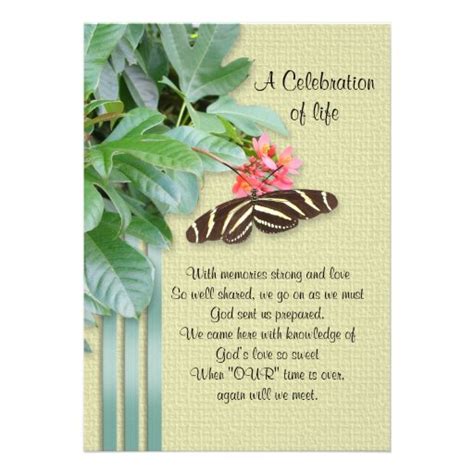 Celebration Of Life Invitation 5 X 7 Invitation Card Zazzle