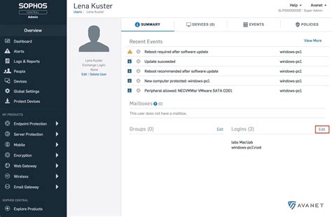 Sophos Central Lizenzen Benutzern zuordnen - Avanet