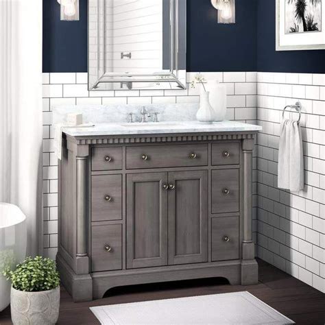 This fanciful looking antique style vanity set is complete from hand made solid oak and natural marble countertop and originates with a beautiful identical mirror. Seadrift 42" Single Bathroom Vanity Set | Single bathroom ...