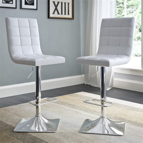 Get 5% in rewards with club o! CorLiving Adjustable Height White Bonded Leather Swivel Bar Stool (Set of 2)-DPU-914-B - The ...