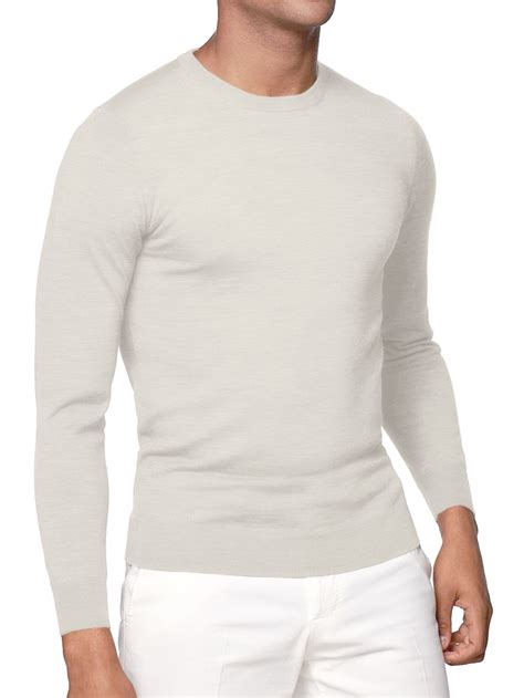 White Merino Wool Crew Neck Sweater