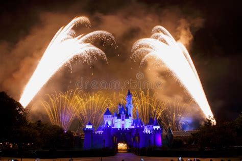 Fireworks At Disney Cinderella Castle Editorial Photo Image Of