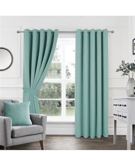 Woven Teal Eyelet Blockout Curtains From Net Curtains Direct