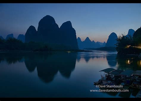 Blue Light On The Famous 20 Yuan View Of The Li River At Xingping
