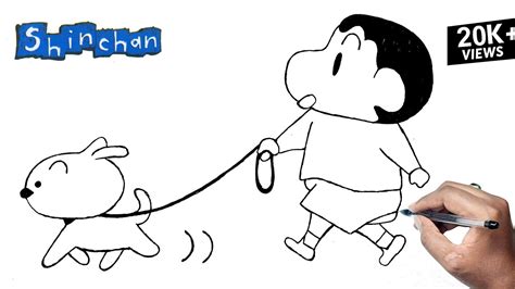How To Draw Shinchan And Shiro Drawing Shiro Shinchan Drawing